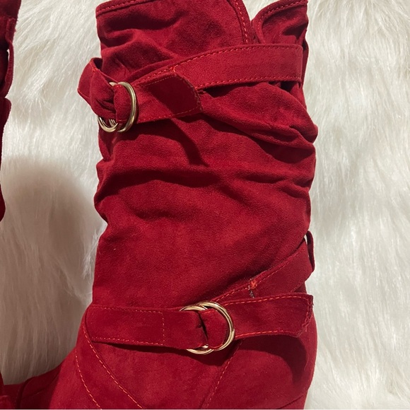 Stylish Red Suede Women's Boots - Picture 3 of 9